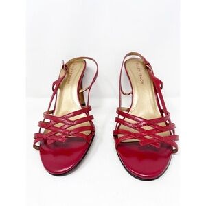 Ellen Tracy Woman Shoes Sandals Size 9.5 Red Open Toe Heels Non Slip NEW RARE